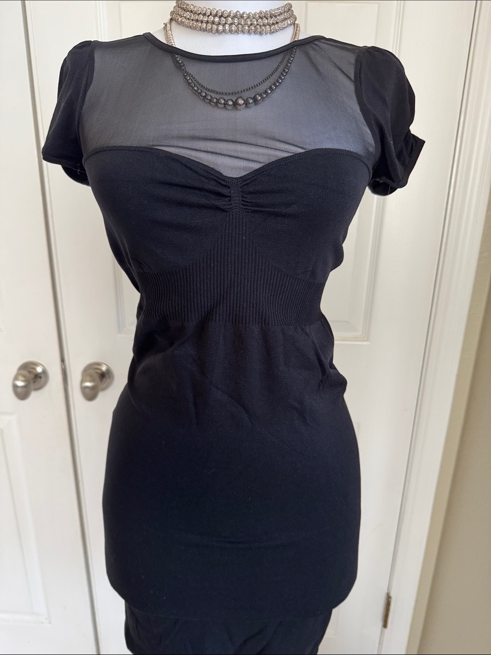 Black Mesh Yoke Short Sleeve Women’s Shapewear